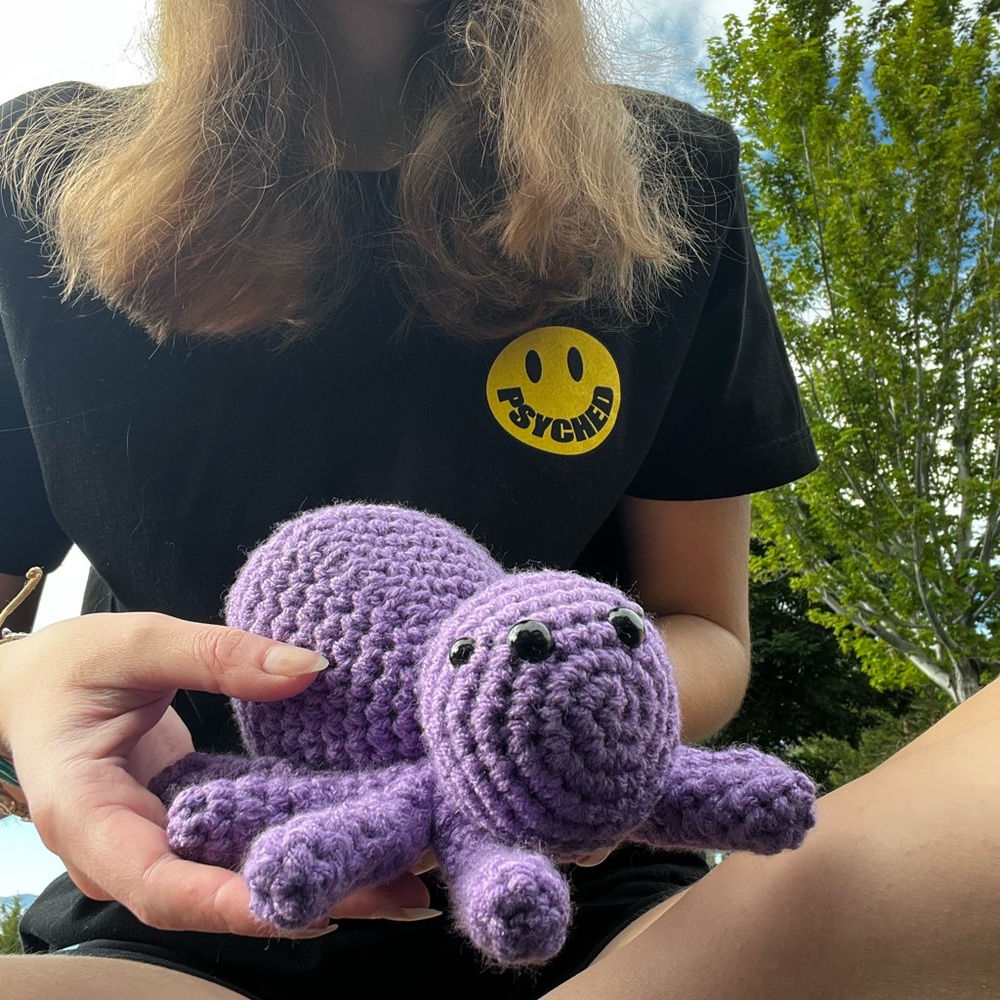 Hand Crocheted Lucas the Purple Little Spider Stuffed Animal Halloween Decor! - Picture 3 of 10